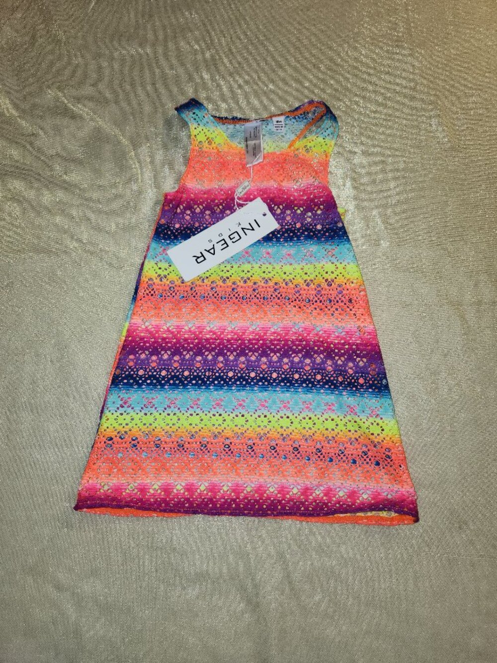 InGear Kids Rainbow Crochet Cover Up Dress Girls 18M Sleeveless NWT Beach
